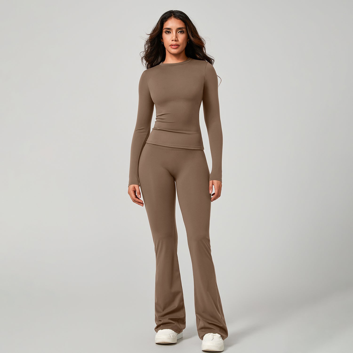 Long‑Sleeve Top & Flare Leggings 2‑Piece Active Set