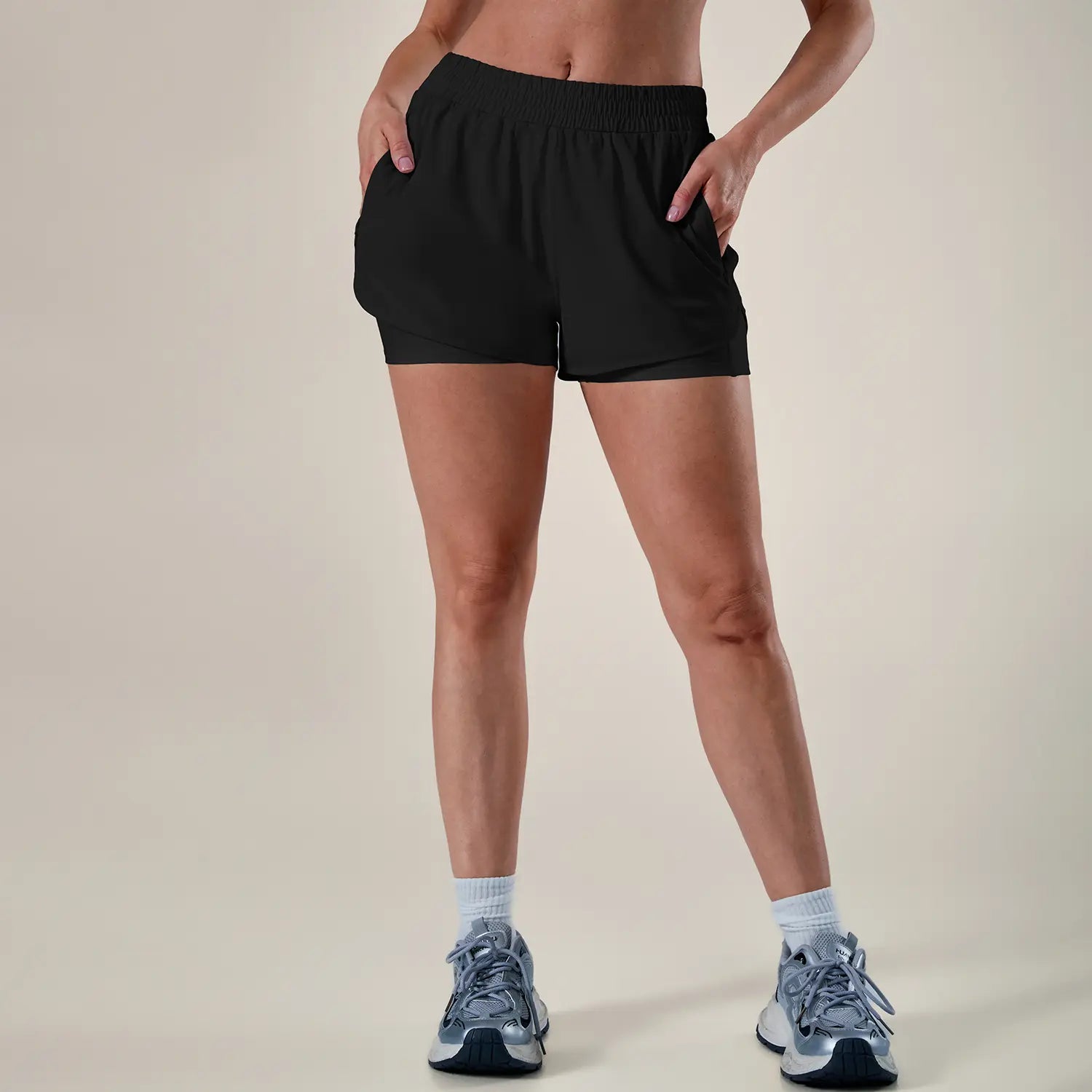 TIMEOFF Women's 2-in-1 High Waist Quick-Dry Athletic Shorts