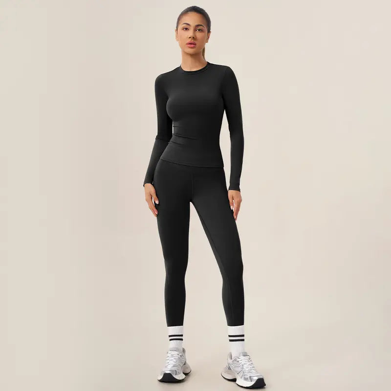 Long Sleeve Slim Top & High Waist Leggings Active Set