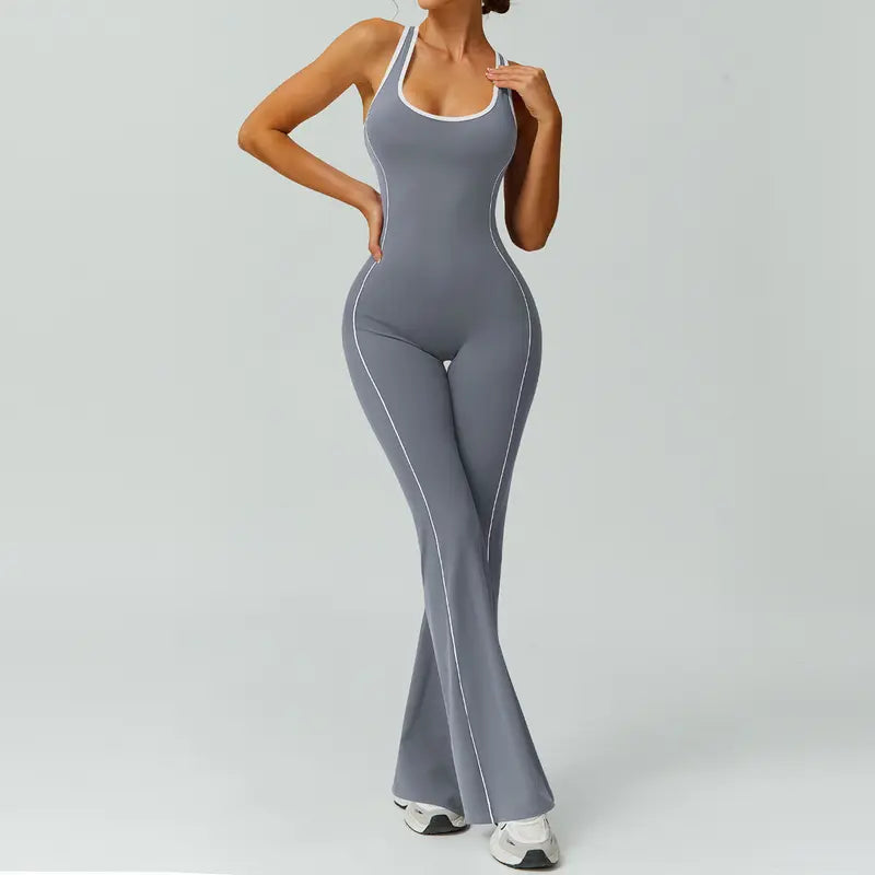 TimeOFF Women's Two-Piece Open-Back Tank & Flared Leggings Set