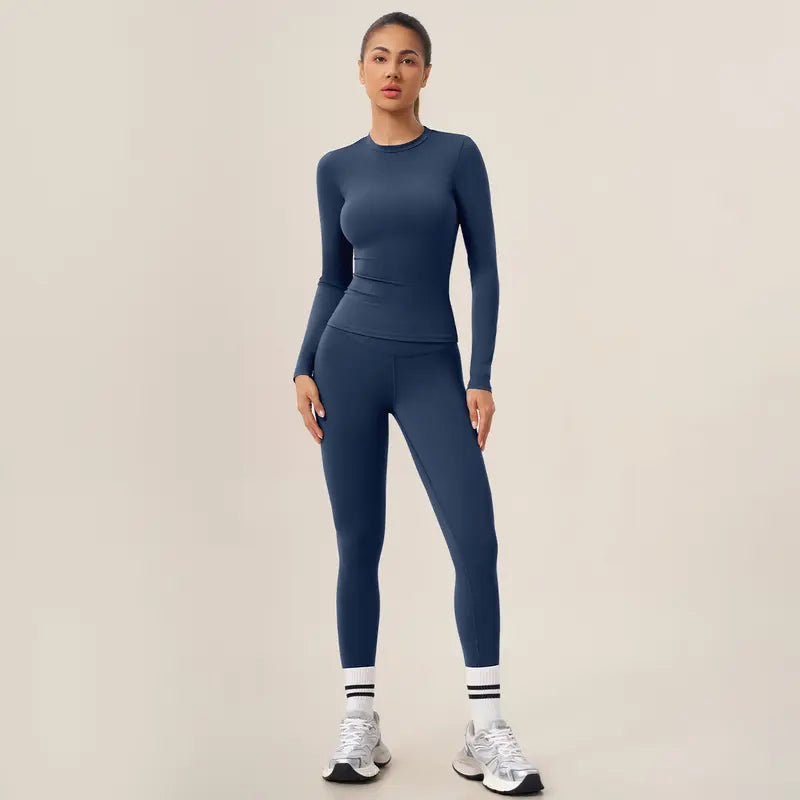 Long Sleeve Slim Top & High Waist Leggings Active Set