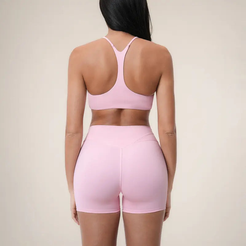 TIMEOFF Women's 2-Piece Y-Back Sports Bra & High Waist Biker Shorts Set