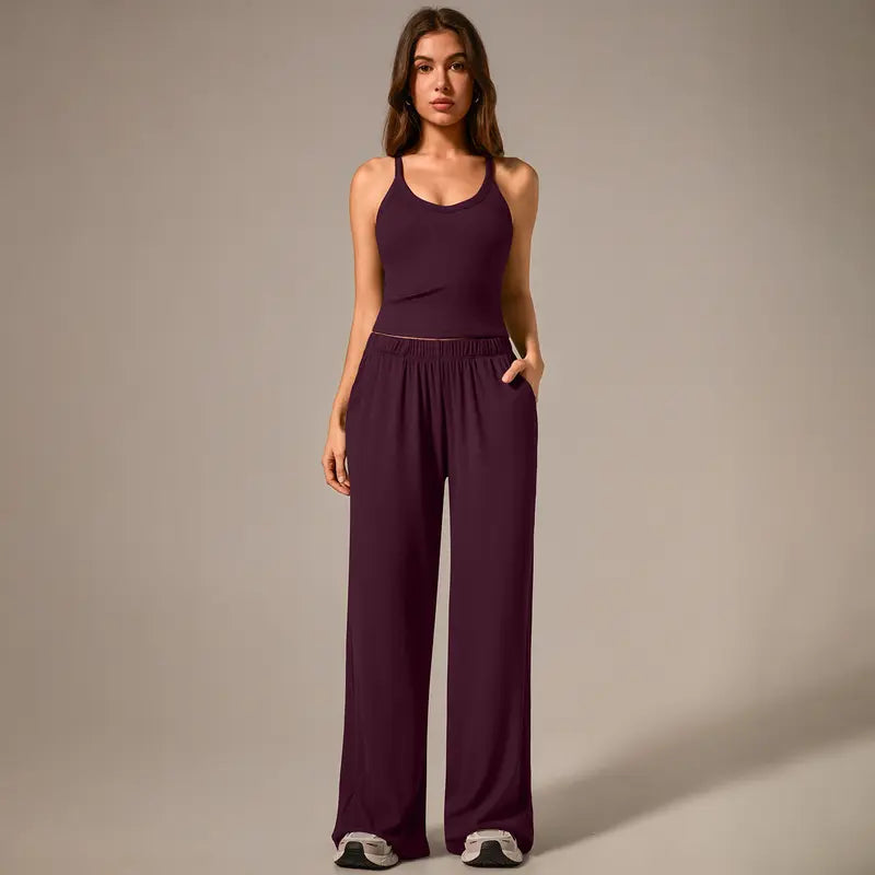 TimeOFF Women's Ribbed Two-Piece Set
