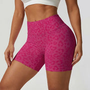 Women's Wide High Waist Leopard Print Ribbed Biker Shorts