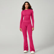 Long‑Sleeve Top & Flare Leggings 2‑Piece Active Set