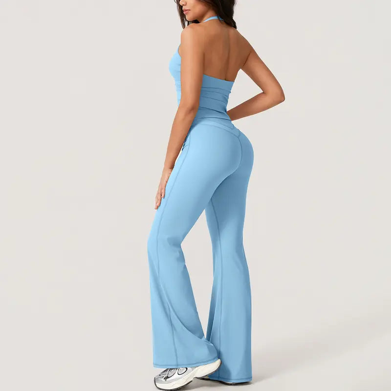 TimeOFF Women's 2-Piece  Deep V-Neck Activewear Set