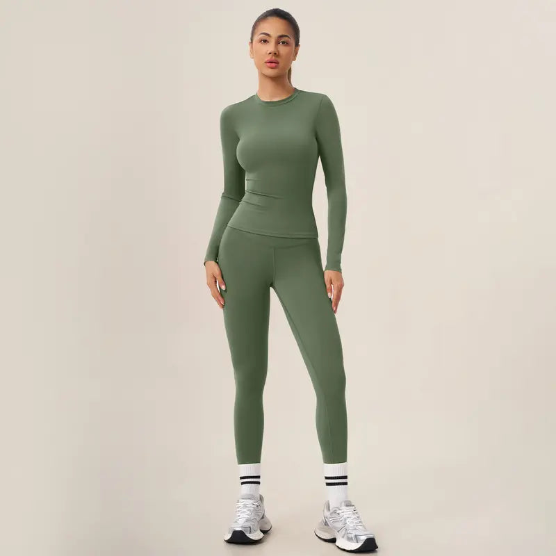 Long Sleeve Slim Top & High Waist Leggings Active Set