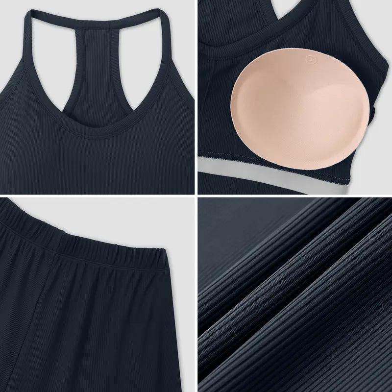 TimeOFF Women's Ribbed Two-Piece Set