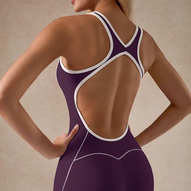 TimeOFF Women's Two-Piece Open-Back Tank & Flared Leggings Set