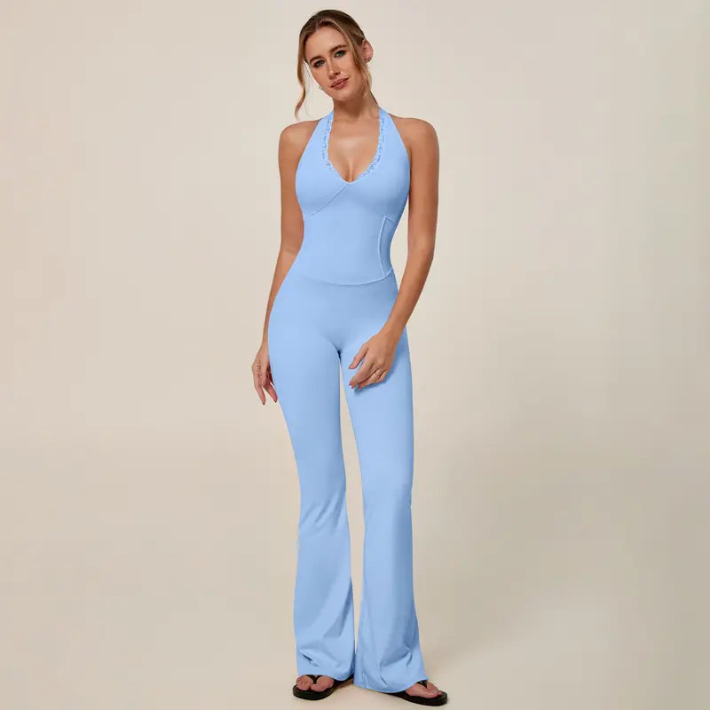 TIMEOFF Women's Backless Halter Sporty Jumpsuit