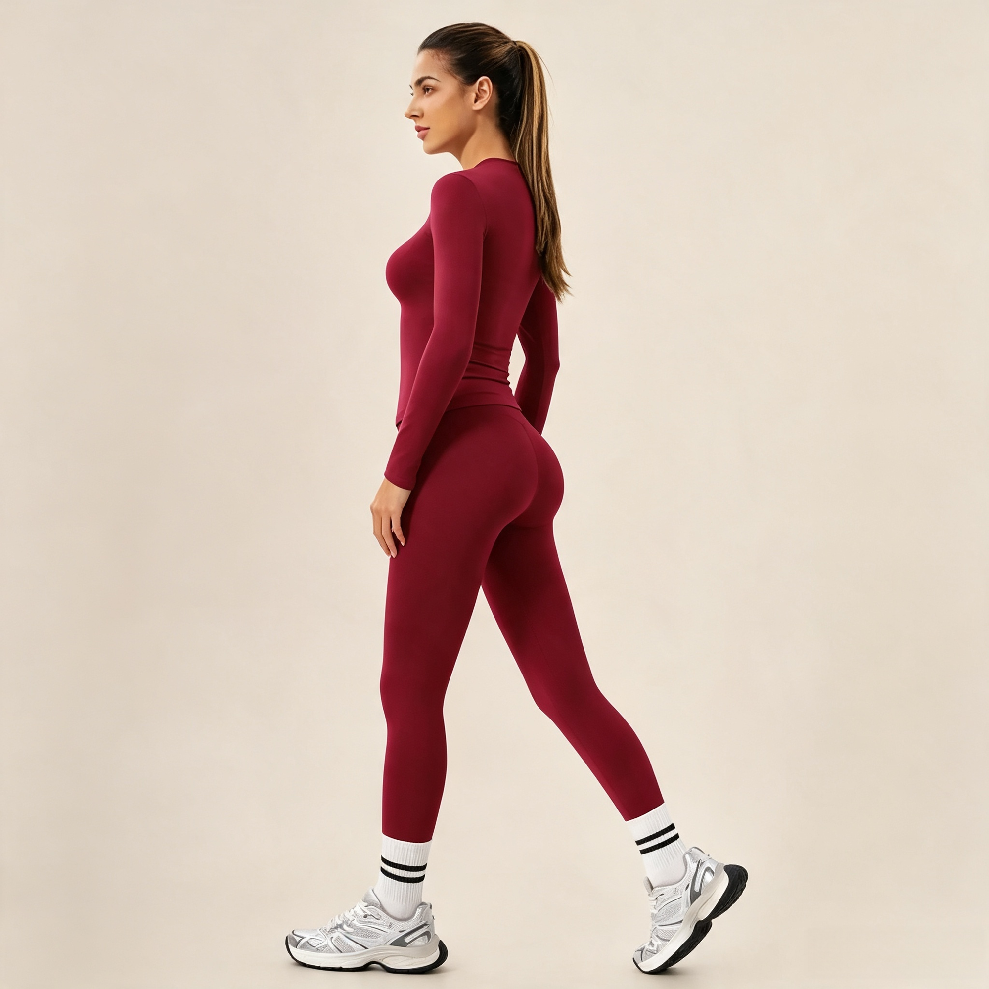 Long Sleeve Slim Top & High Waist Leggings Active Set